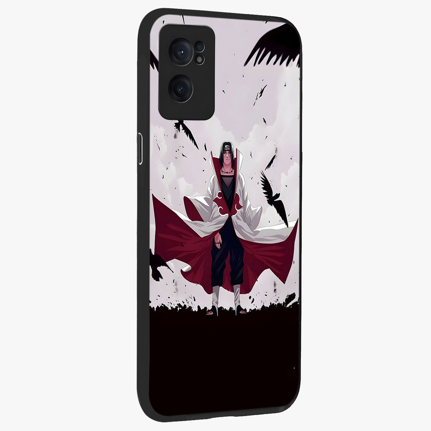 Crimson Crow Ascension Glass Case for 1+Nord CE 2  angled mockup showcasing glossy finish and dramatic gothic design