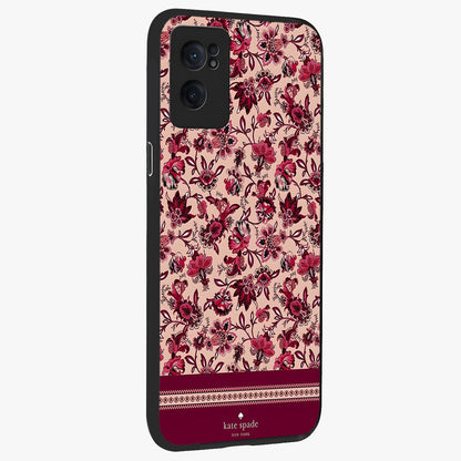 Crimson Rose Charm Glass Case for 1+Nord CE 2  angled mockup showcasing glossy finish and romantic floral detailing