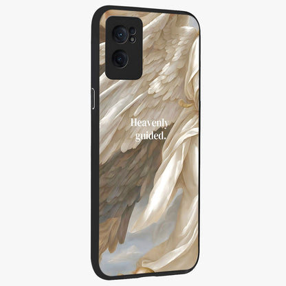 Divine Winged Grace Glass Case for 1+Nord CE 2  angled mockup showcasing glossy finish and elegant design tones