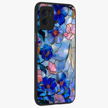 Eternal Floral Stained Glass Case for 1+Nord CE 2  angled mockup showcasing glossy finish and vibrant mosaic textures