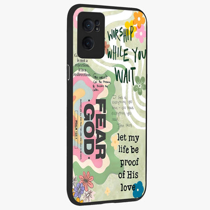 Faith Over Fear Glass Case for 1+Nord CE 2  angled mockup showcasing glossy finish and clean modern design