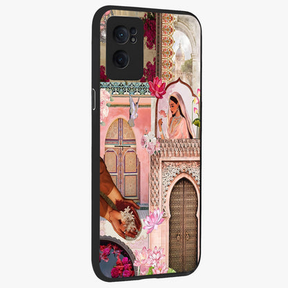 Floral Courtyard Muse Glass Case for 1+Nord CE 2  angled mockup showcasing glossy finish and delicate bloom detailing