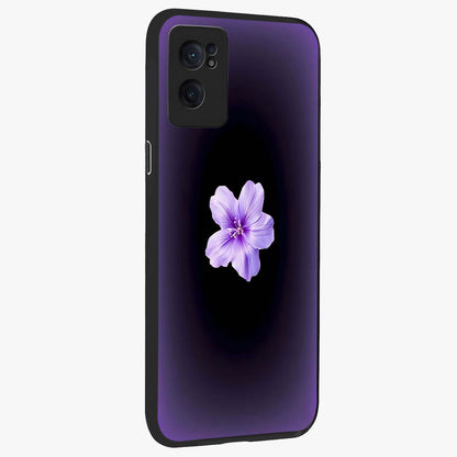 Flower on Soft Violet Gradient Glass Case for 1+Nord CE 2  angled mockup showcasing glossy finish and pastel purple tones