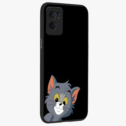 Forever Chasing Love Tom Glass Case for 1+Nord CE 2  angled mockup showcasing glossy finish and lively cartoon detailing