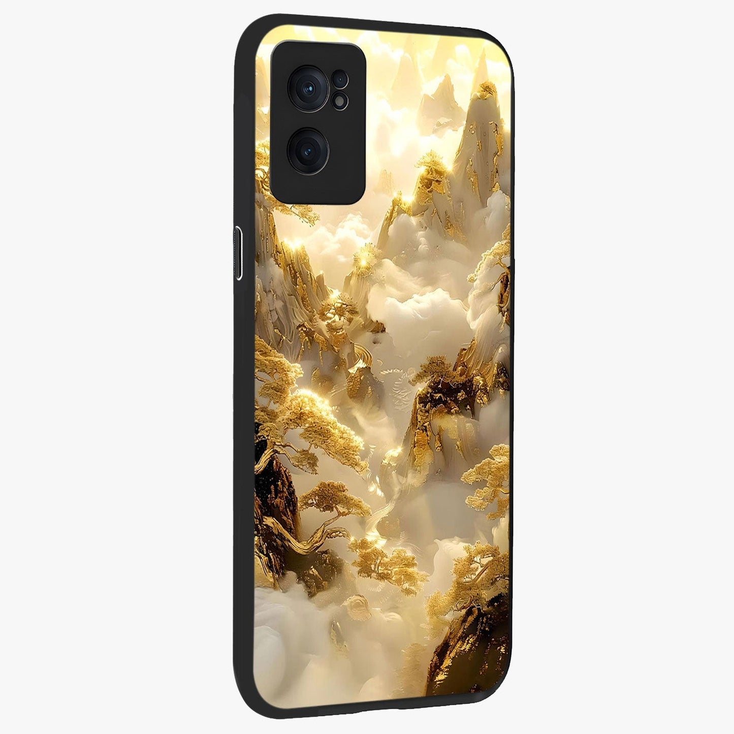 Gates of Illumination Glass Case for 1+Nord CE 2  angled mockup showcasing glossy finish and radiant light detailing