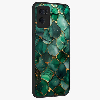 Geometric Polyester Pattern Glass Case for 1+Nord CE 2  angled mockup showcasing glossy finish and clean structured detailing