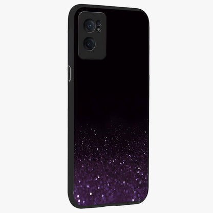 Glittery Purple Bokeh Glass Case for 1+Nord CE 2  angled mockup showcasing glossy finish and luminous shimmer tones