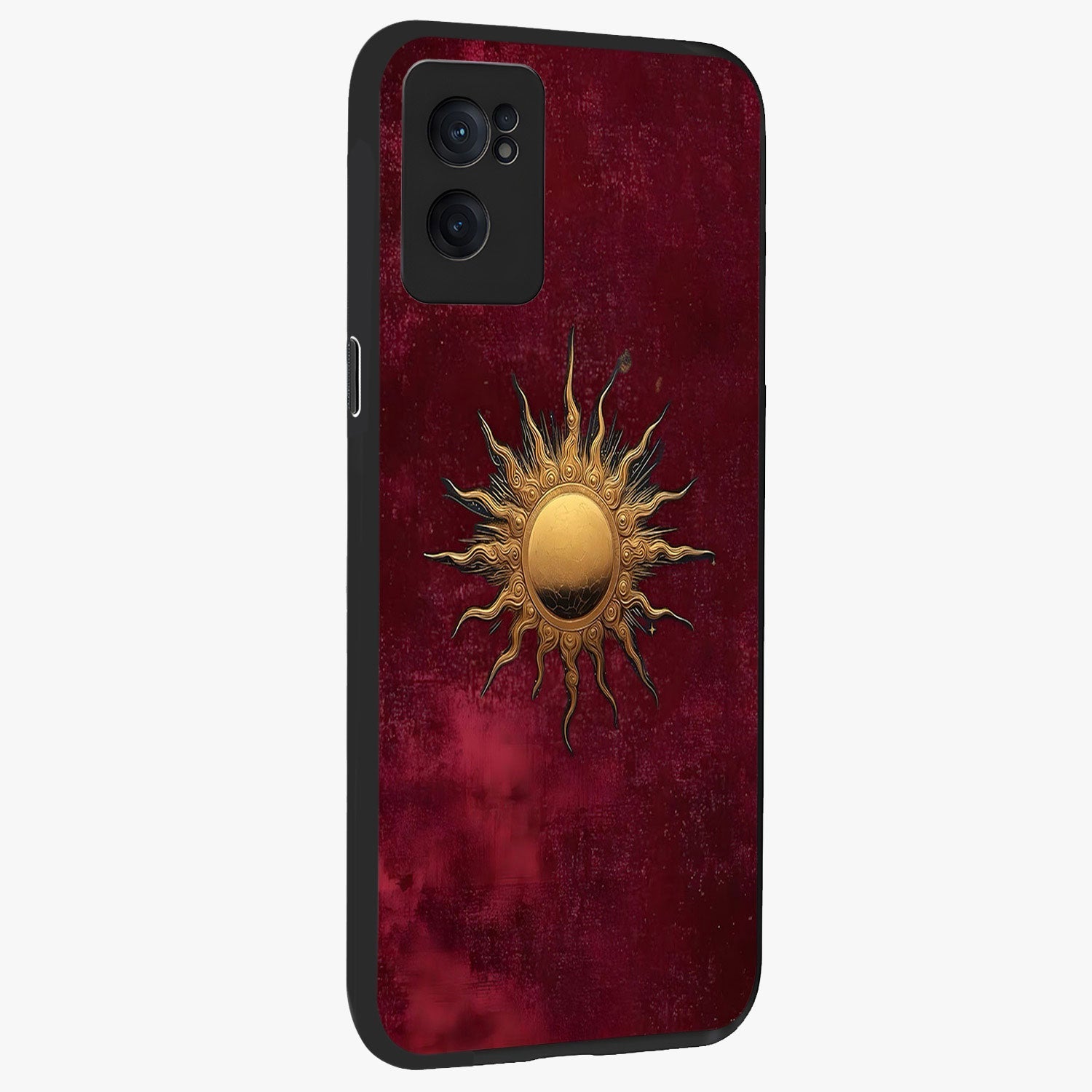 Gold Sun Blush Glass Case for 1+Nord CE 2  angled mockup showcasing glossy finish and soft blush tones