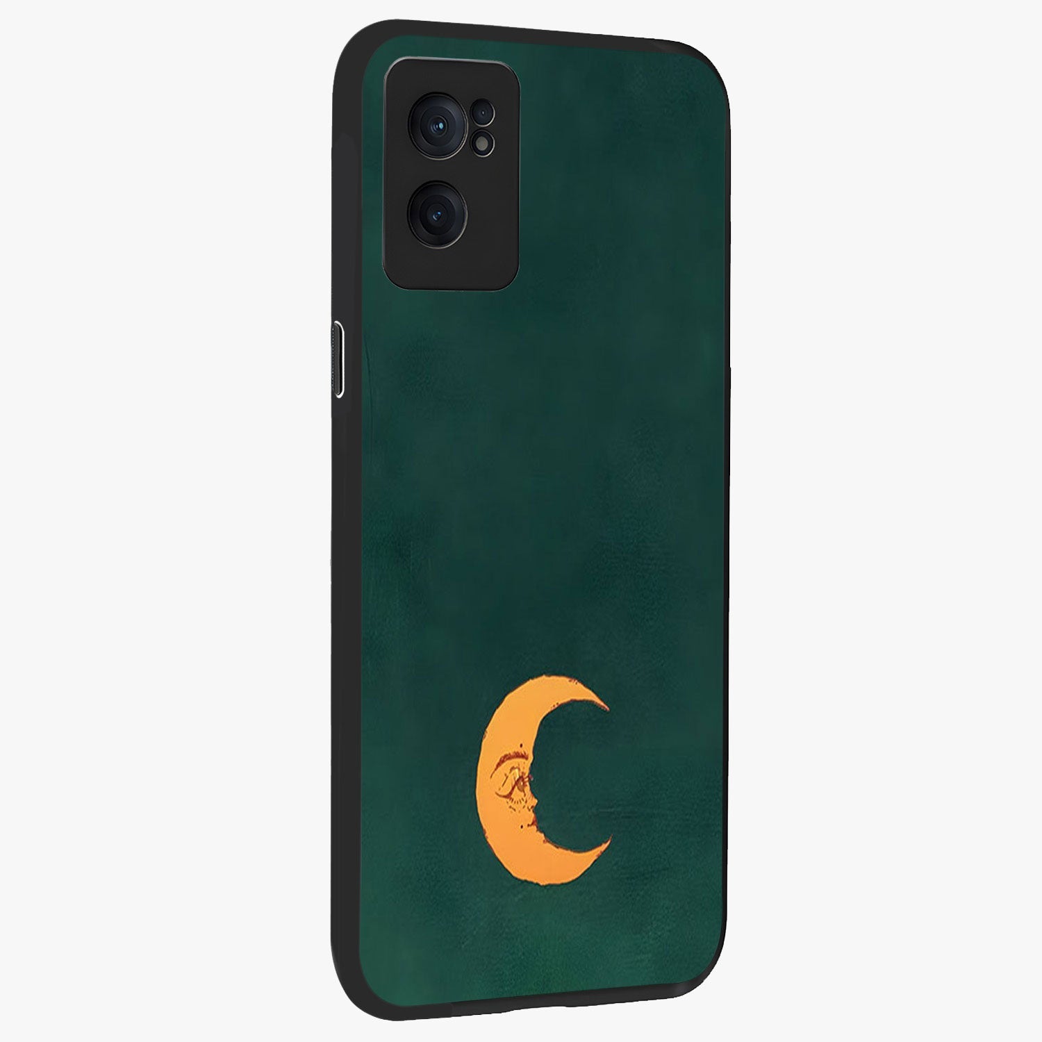 Golden Crescent Mood Glass Case for 1+Nord CE 2  angled mockup showcasing glossy finish and subtle night gradients