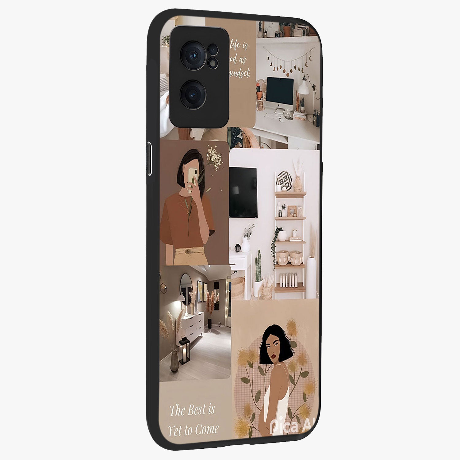 Golden Mind Moment Glass Case for 1+Nord CE 2  angled mockup showcasing glossy finish and rich warm gradients