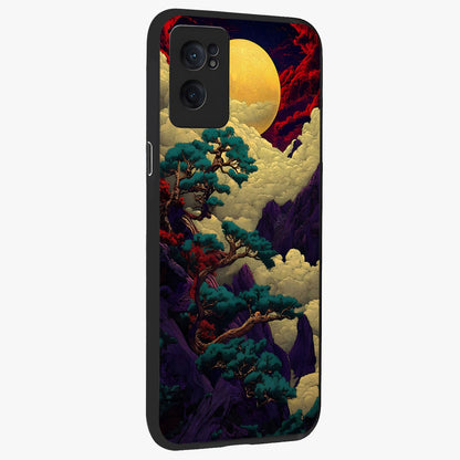 Golden Moon Horizon Glass Case for 1+Nord CE 2  angled mockup showcasing glossy finish and warm gradient tones