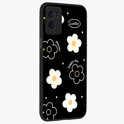 Happy Day Daisy Glass Case for 1+Nord CE 2  angled mockup showcasing glossy finish and vibrant bloom tones