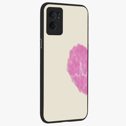 Heartbeat of Love Glass Case for 1+Nord CE 2  angled mockup showcasing glossy finish and warm red tones