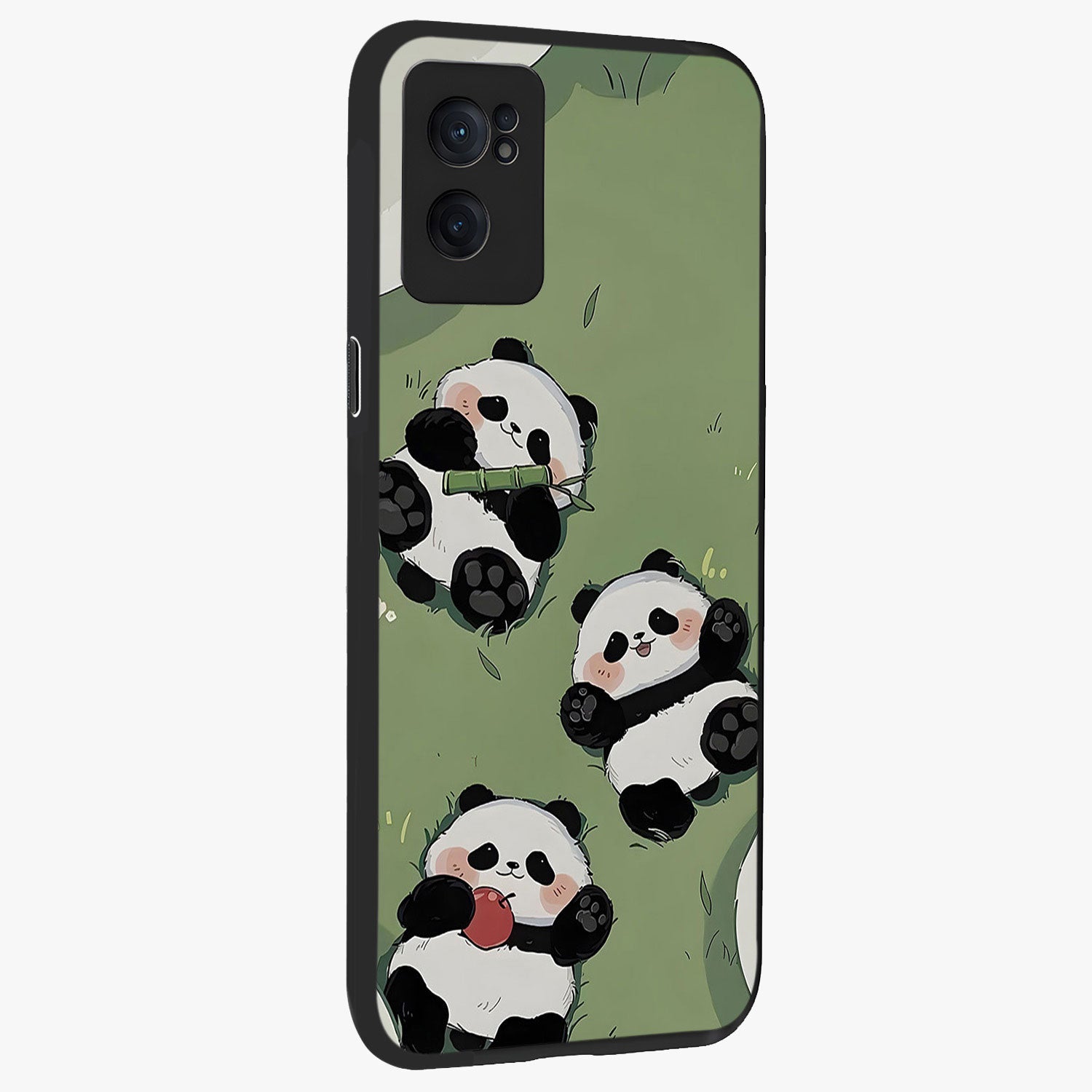 Lazy Panda Picnic Glass Case for 1+Nord CE 2  angled mockup showcasing glossy finish and vibrant cartoon detailing