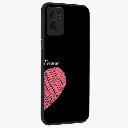 Love Forever Together Right Glass Case for 1+Nord CE 2  angled mockup showcasing glossy finish and warm aesthetic tones