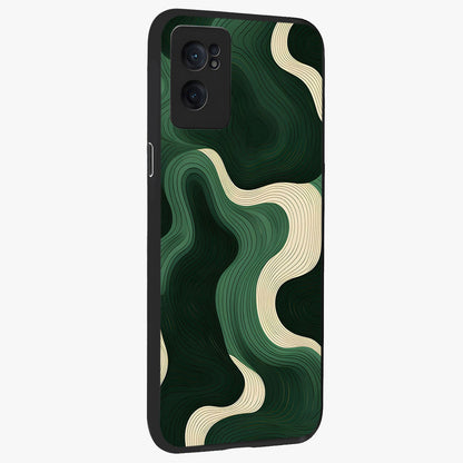 Organic Swirl Design Glass Case for 1+Nord CE 2  angled mockup showcasing glossy finish and smooth gradient tones
