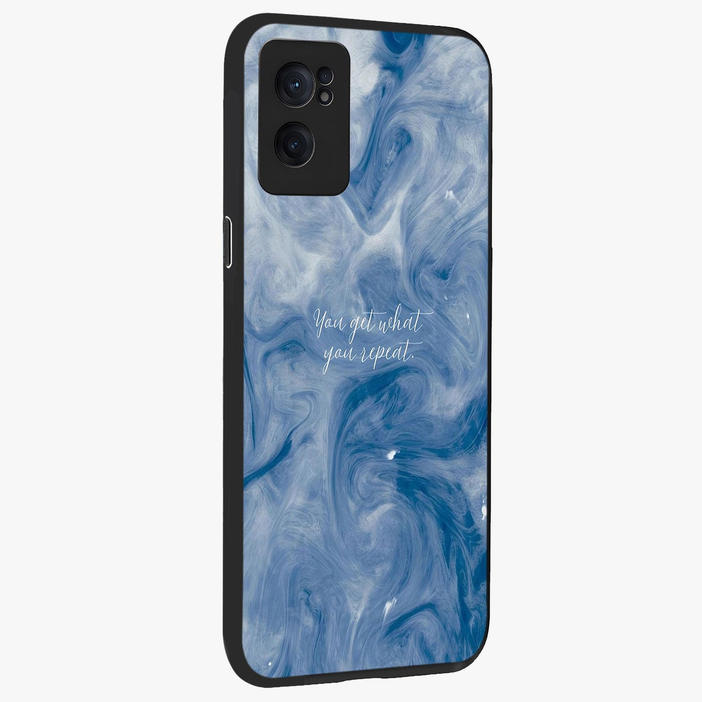 Repeat Your Destiny Glass Case for 1+Nord CE 2  angled mockup showcasing glossy finish and clean modern detailing