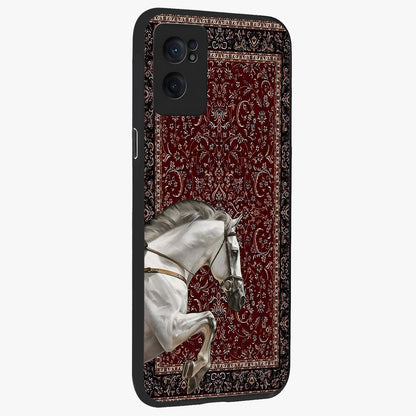 Royal Rider Tapestry Glass Case for 1+Nord CE 2  angled mockup showcasing glossy finish and heritage inspired detailing
