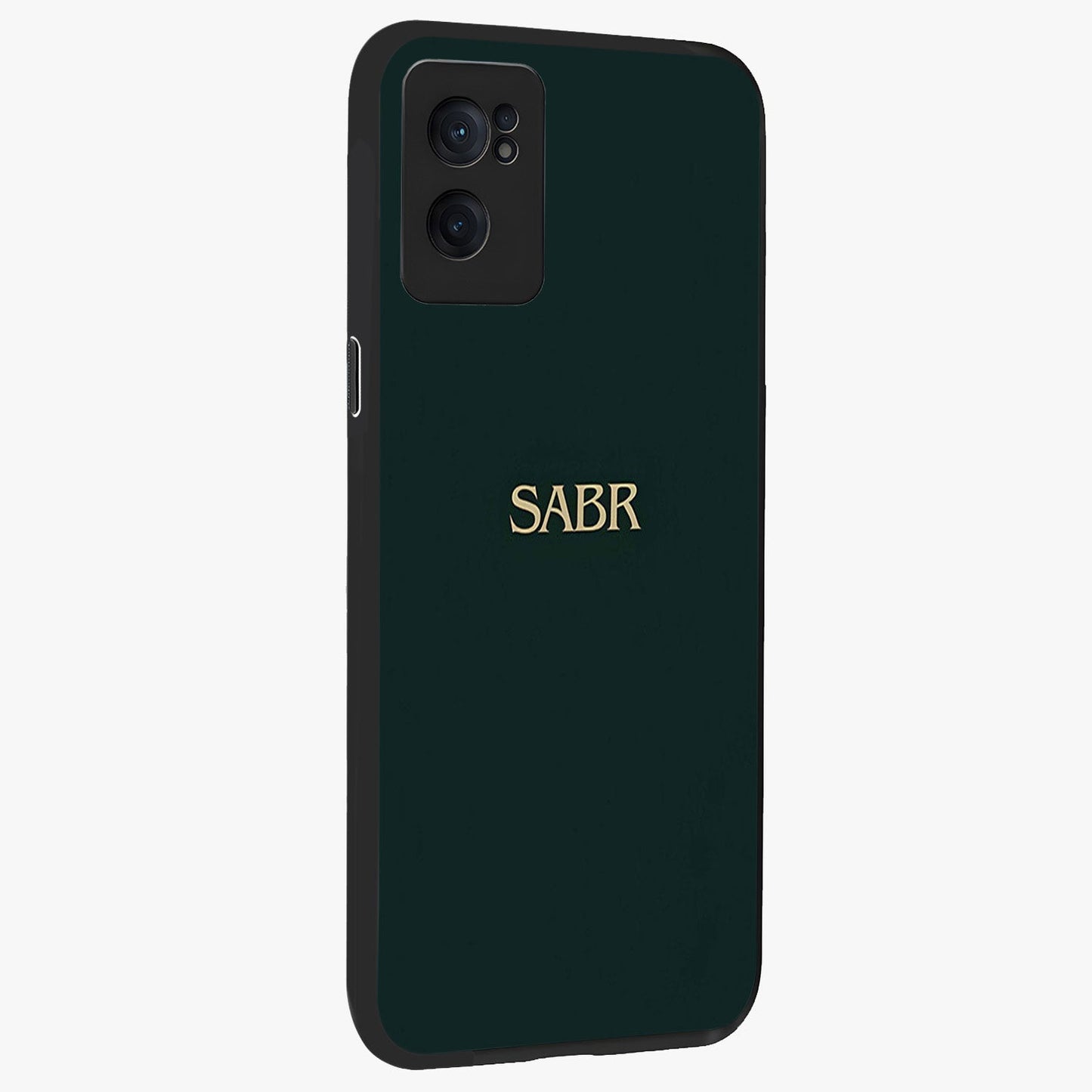 Sabr Minimal Patience Glass Case for 1+Nord CE 2  angled mockup showcasing glossy finish and subtle modern tones