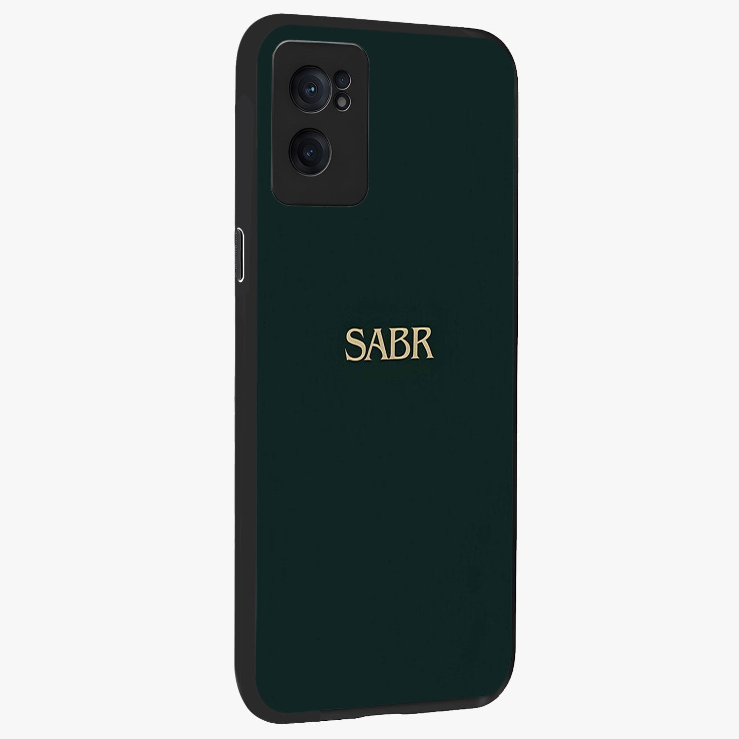 Sabr Minimal Patience Glass Case for 1+Nord CE 2  angled mockup showcasing glossy finish and subtle modern tones