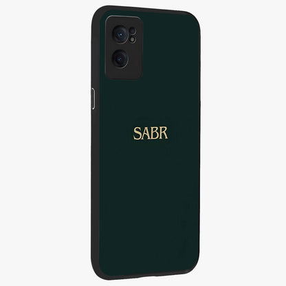 Sabr Minimal Patience Glass Case for 1+Nord CE 2  angled mockup showcasing glossy finish and subtle modern tones