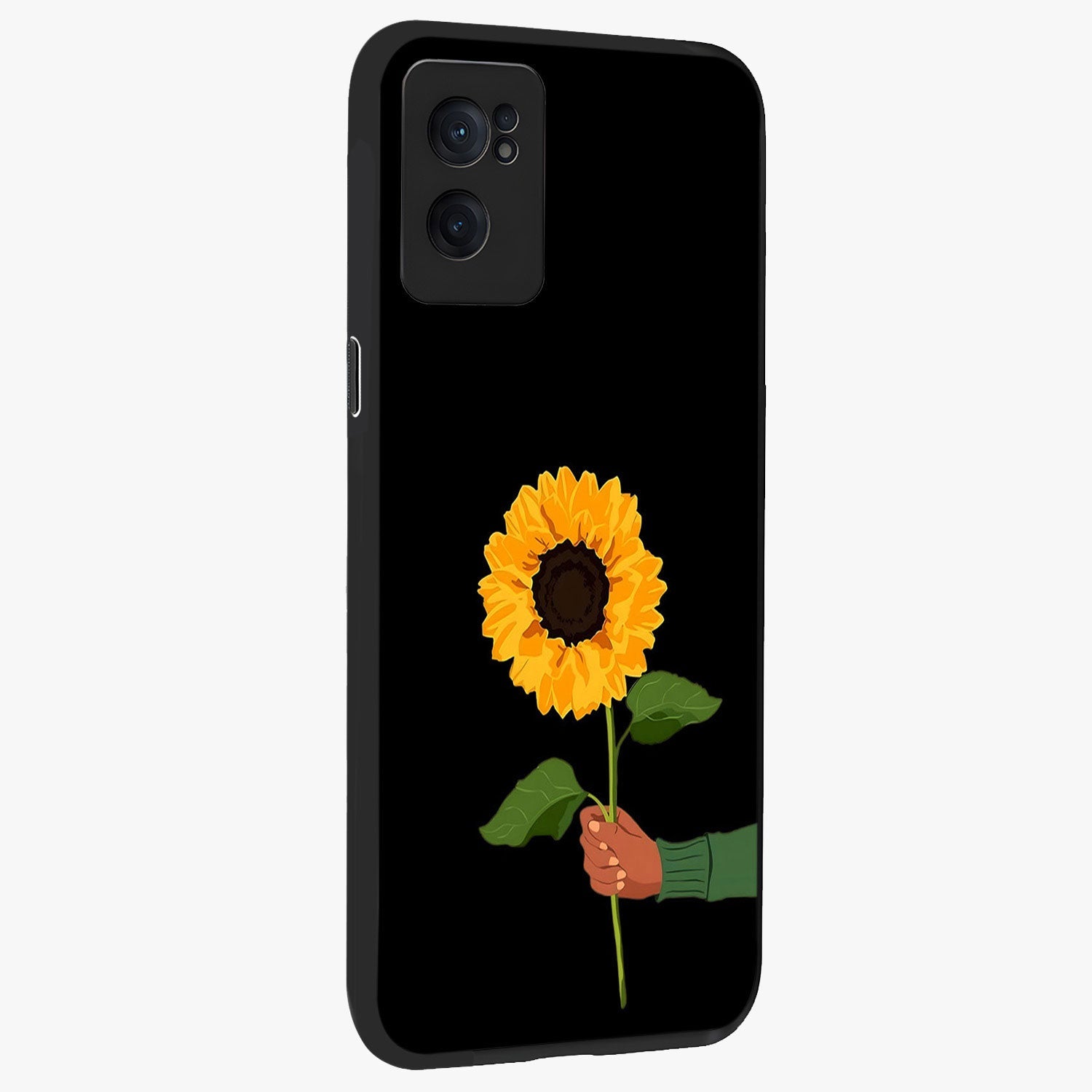 Sun Moon Stormy Sky Glass Case for 1+Nord Ce 2  angled mockup showcasing glossy finish and bold contrast tones