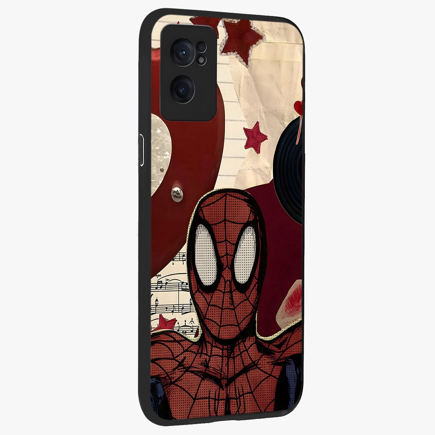 Web Warrior Vibes Glass Case for 1+Nord Ce 2  angled mockup showcasing glossy finish and bold comic style detailing