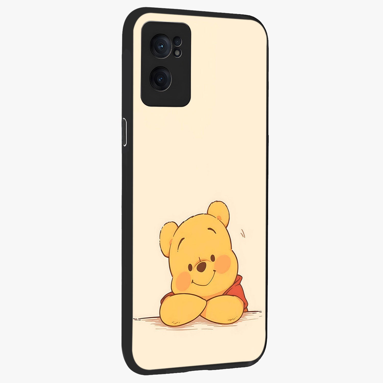 Winniethe Pooh Glass Case for 1+Nord Ce 2  angled mockup showcasing glossy finish and soft playful tones