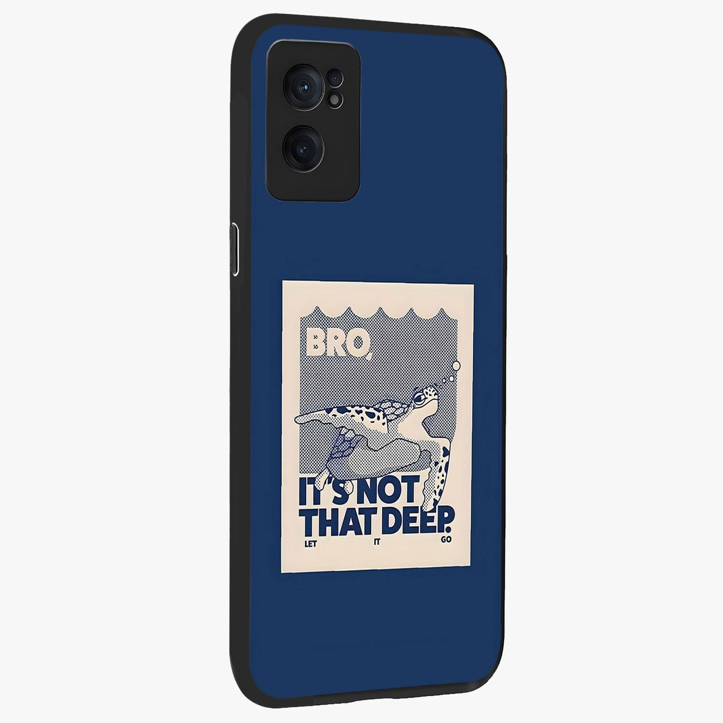 Worry Less Swim Glass Case for 1+Nord Ce 2  angled mockup showcasing glossy finish and fresh ocean tones