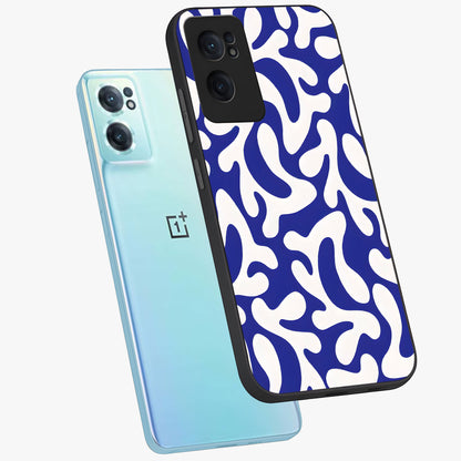 Abstract Coral Waves Glass Case for 1+Nord CE 2  side perspective highlighting dynamic wave patterns and premium build