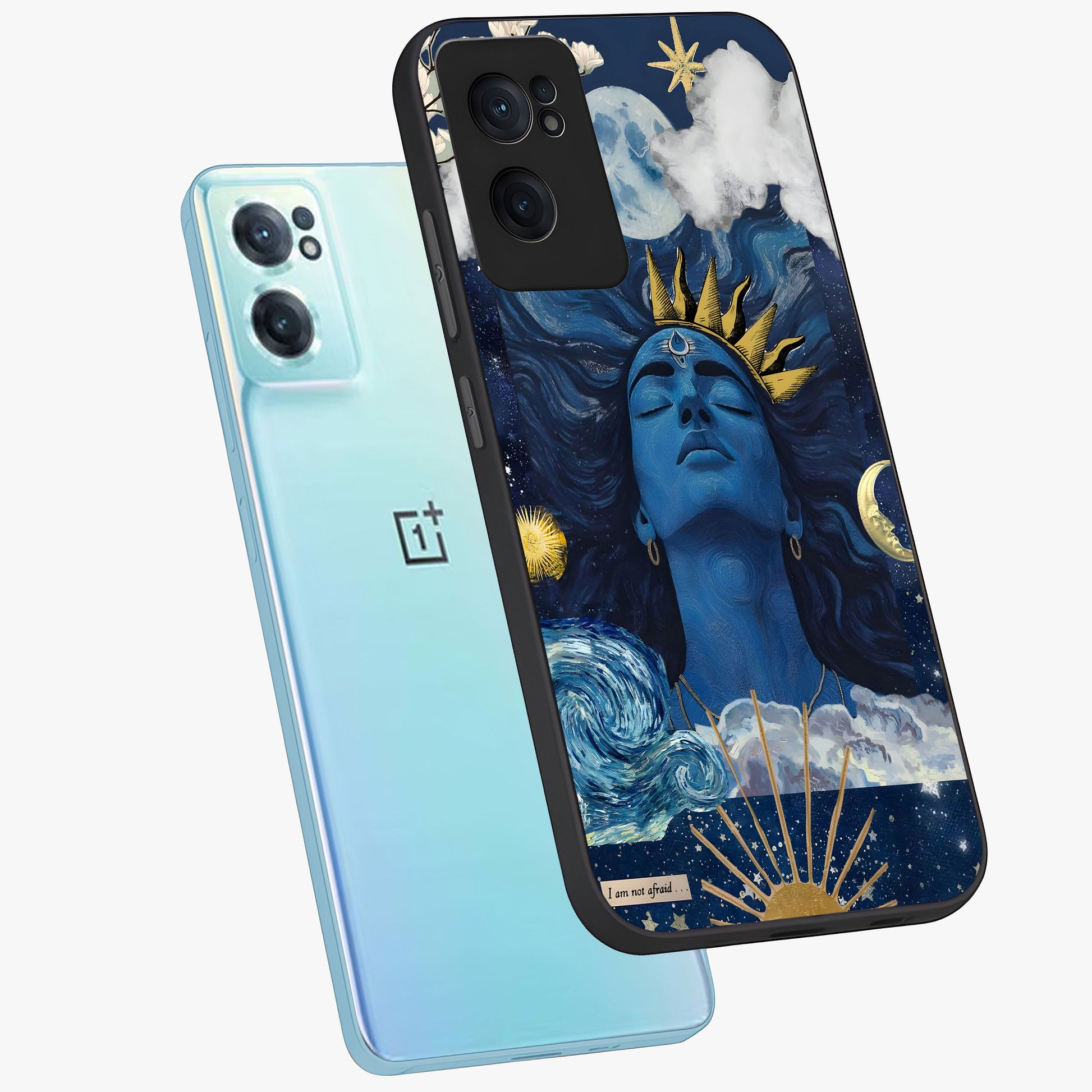 Aesthetic Lord Shiva Glass Case for 1+Nord Ce 2  side perspective highlighting vibrant devotional illustration details