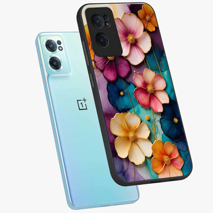 Artlyn Grace Flower Pattern Glass Case for 1+Nord CE 2  side perspective highlighting premium edges and delicate floral design
