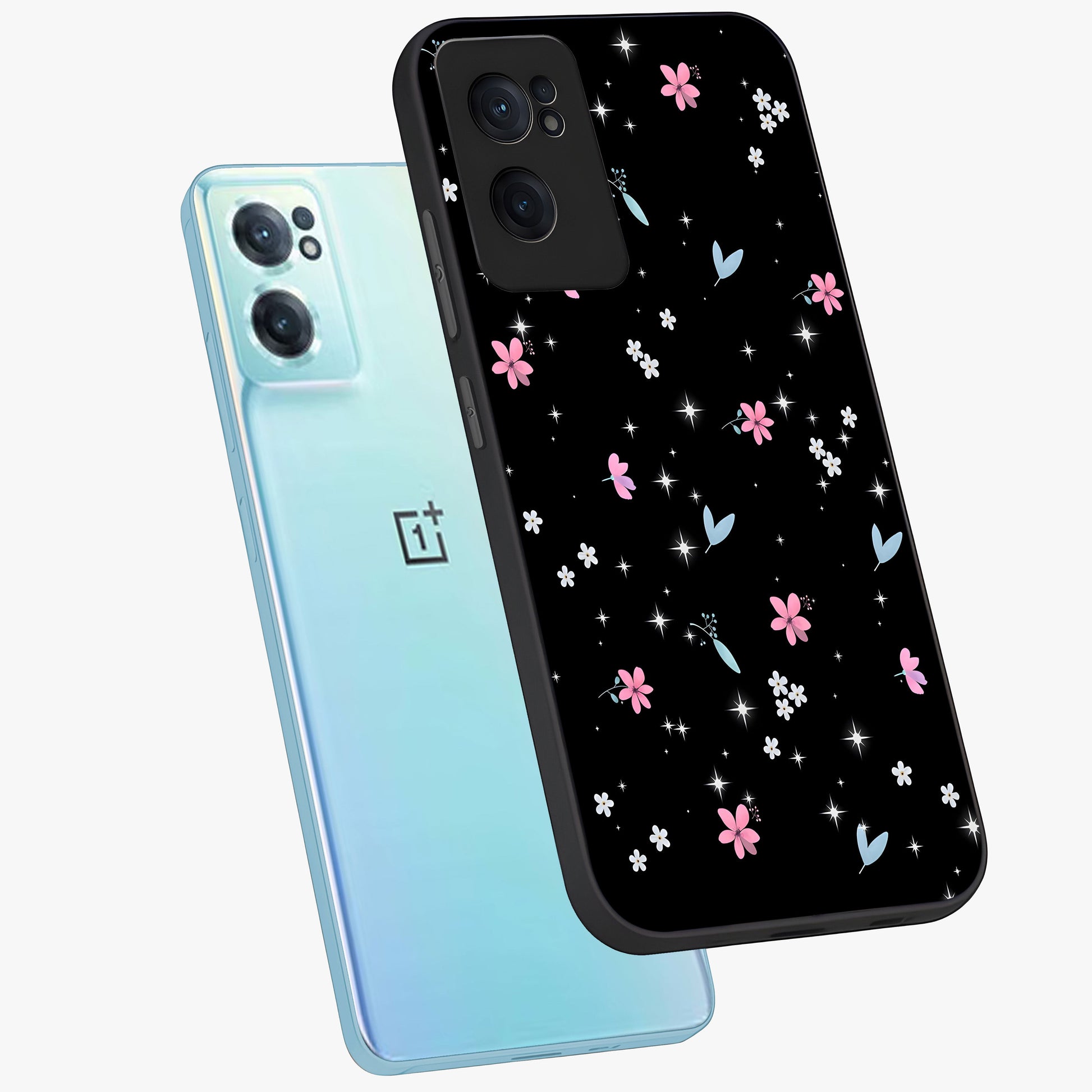 Black Aesthetic Wallpapers Glass Case for 1+Nord CE 2  side perspective highlighting sleek edges and premium dark design