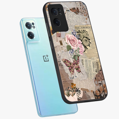 Butterfly News Bloom Glass Case for 1+Nord CE 2  side perspective highlighting intricate bloom details and premium finish