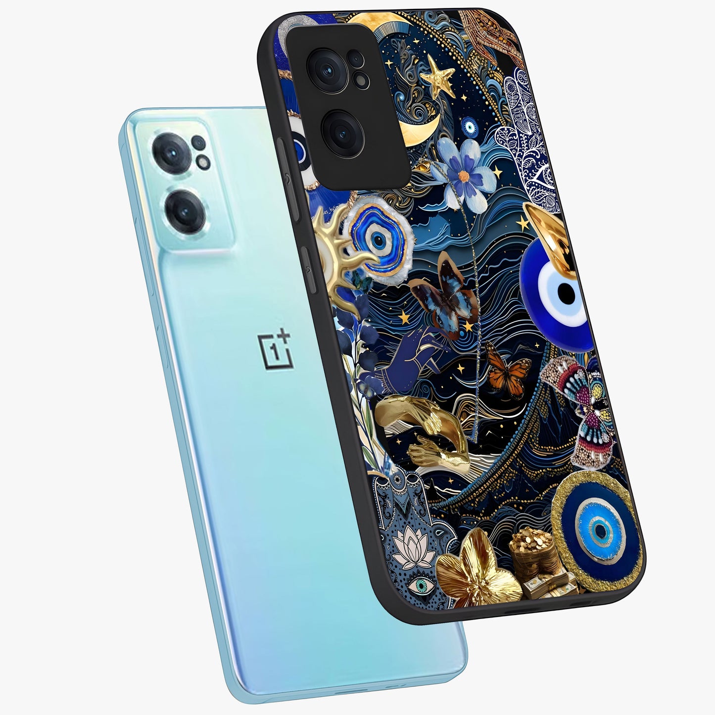 Celestial Blessing Shield Glass Case for 1+Nord CE 2  side perspective highlighting intricate blessing shield details