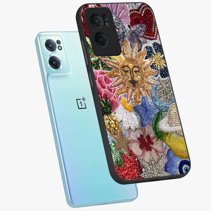 Celestial Floral and Playful Glass Case for 1+Nord CE 2  side perspective highlighting playful bloom textures and smooth edges