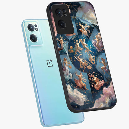 Celestial Signs Dance Glass Case for 1+Nord CE 2  side perspective highlighting flowing celestial patterns and sleek edges