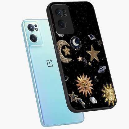 Celestial Star Charm Glass Case for 1+Nord CE 2  side perspective highlighting glowing star detailing and premium build