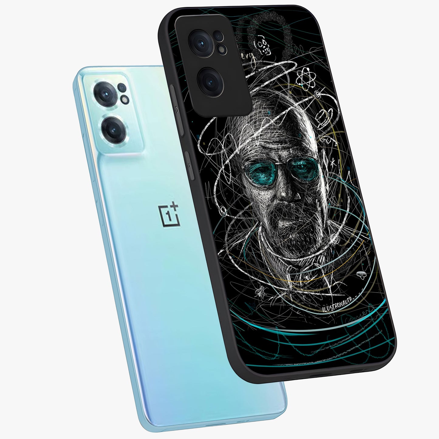 Chaotic Mind Genius Glass Case for 1+Nord CE 2  side perspective highlighting creative detailing and premium edge finish