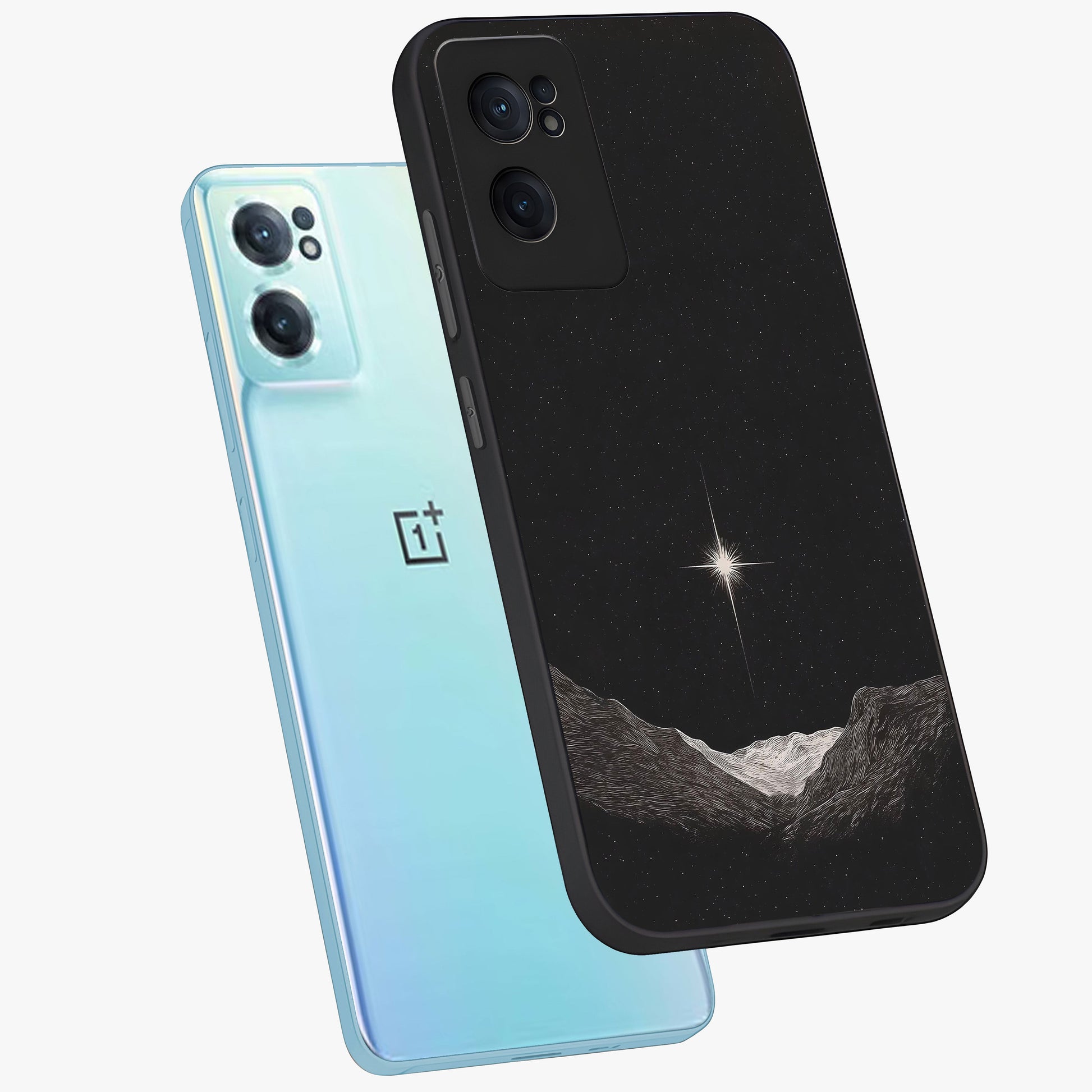 Cosmic Dream Night Glass Case for 1+Nord CE 2  side perspective highlighting vibrant star detailing and premium build