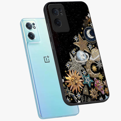 Cosmic Sparkle Dreams Glass Case for 1+Nord CE 2  side perspective highlighting shimmering textures and sleek edges