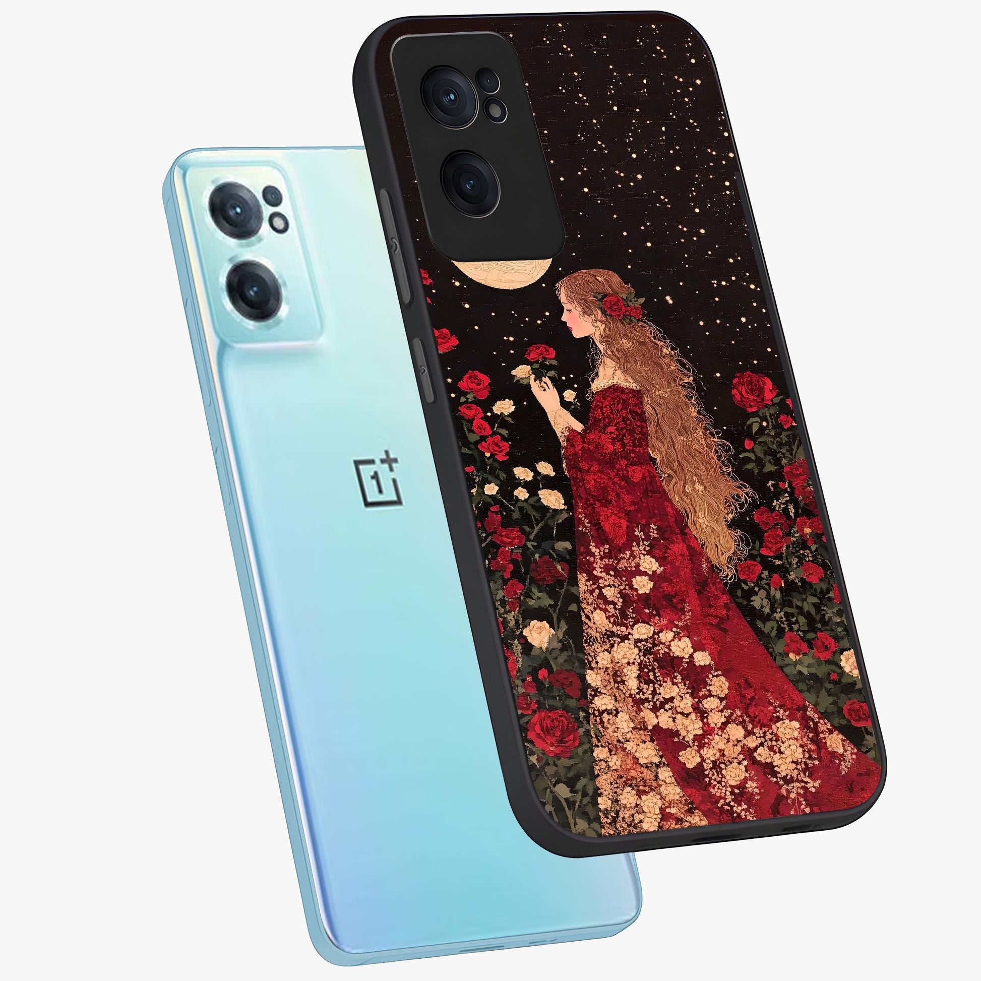 Crimson Dreams Glass Case for 1+Nord CE 2  side perspective highlighting vibrant tones and premium edge detailing