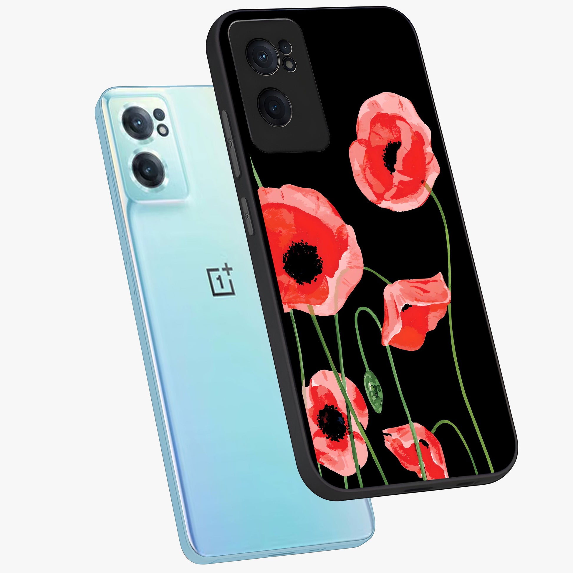 Crimson Garden Dream Glass Case for 1+Nord CE 2  side perspective highlighting elegant floral textures and premium build