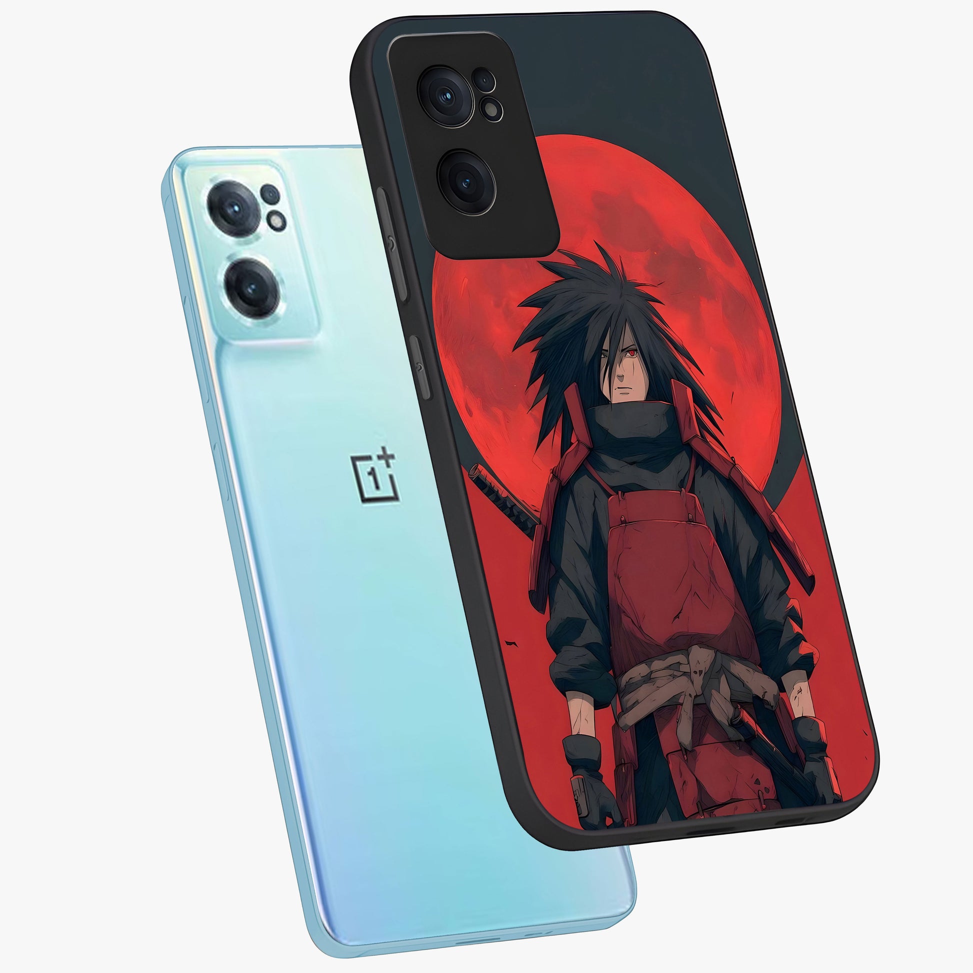 Crimson Moon Warlord Glass Case for 1+Nord CE 2  side perspective highlighting powerful illustration details and sleek build