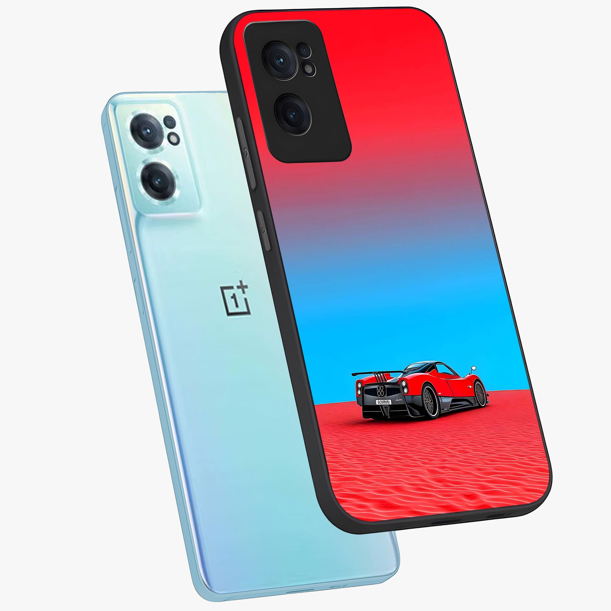 Crimson Speed Mirage Glass Case for 1+Nord CE 2  side perspective highlighting smooth aerodynamic design and premium edges