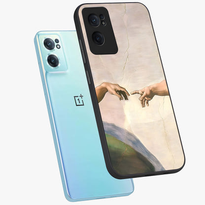 Divine Touch Art Glass Case for 1+Nord CE 2  side perspective highlighting detailed artwork and premium edge finish