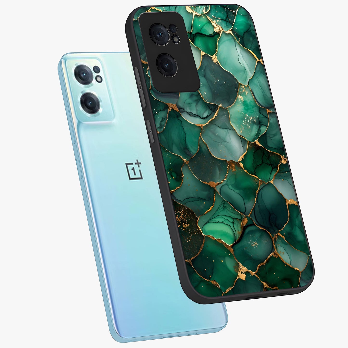 Geometric Polyester Pattern Glass Case for 1+Nord CE 2  side perspective highlighting sharp pattern textures and smooth premium build
