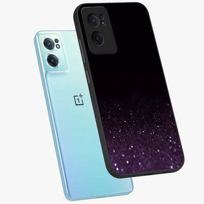Glittery Purple Bokeh Glass Case for 1+Nord CE 2  side perspective highlighting glowing textures and sleek premium edges