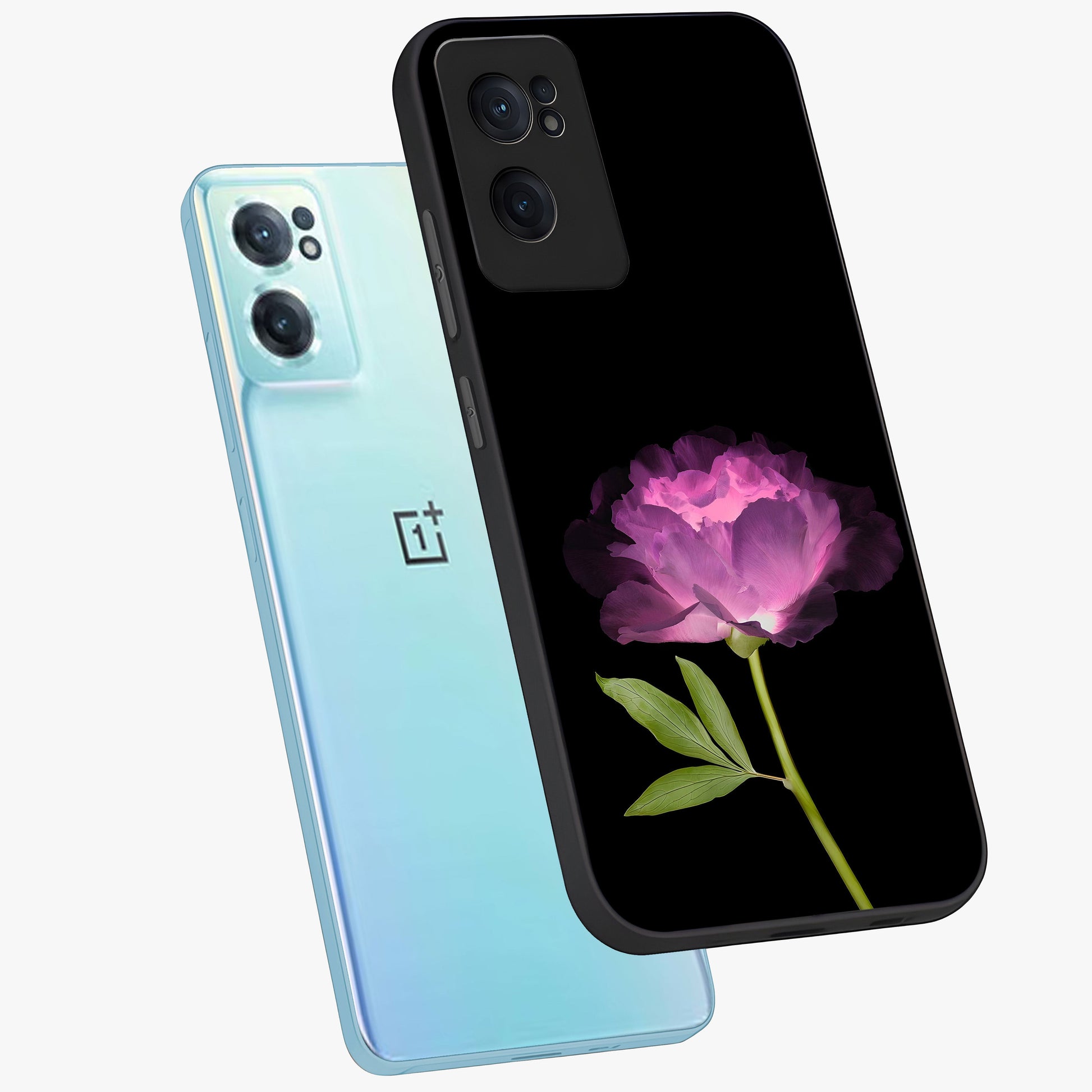 Glow Petal Bloom Glass Case for 1+Nord CE 2  side perspective highlighting glowing bloom textures and sleek edges