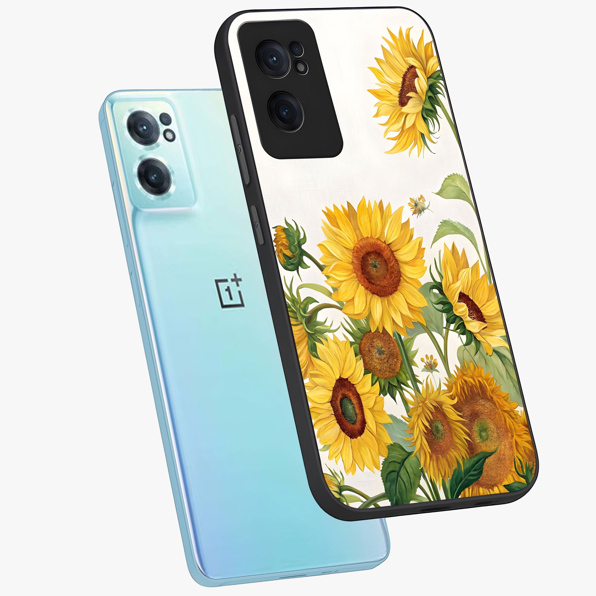 Golden Bloom Fields Glass Case for 1+Nord CE 2  side perspective highlighting delicate bloom textures and premium edges